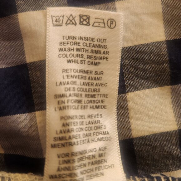 ASOS Blue & White Gingham Belted Midi Skirt Ruffled Waist Size US 14 UK 16 - Picture 9 of 15